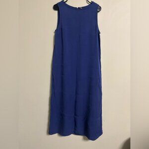 Eileen Fisher Silk Dress Size Medium Georgette Crepe Quiet Luxury Capsule Midi